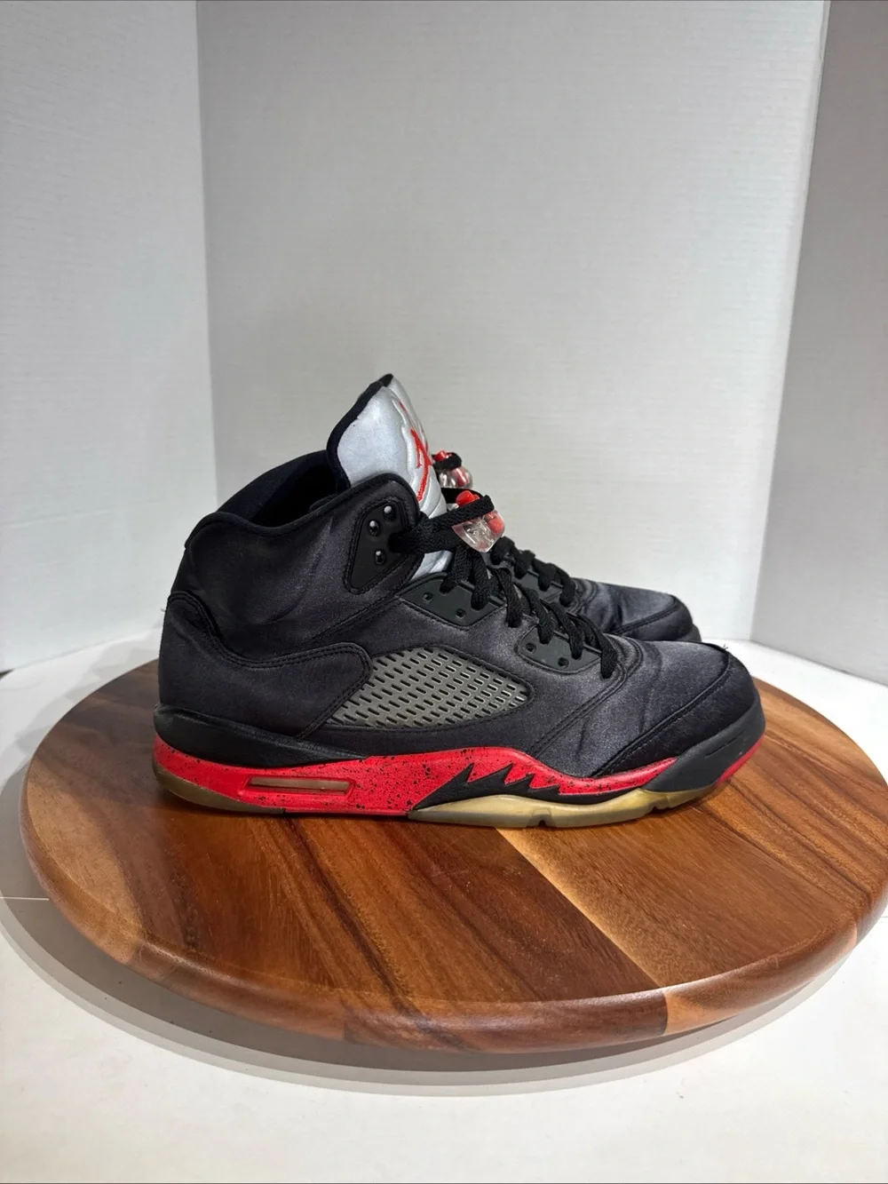 Air Jordan 5 Retro Satin Bred Black Red High Top Sneakers Men’s Size 10.5